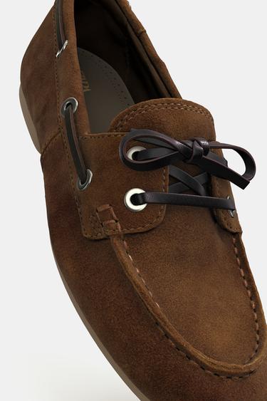 SPLIT SUEDE TOPSTITCHED LOAFERS - Brown by Zara - Image 7