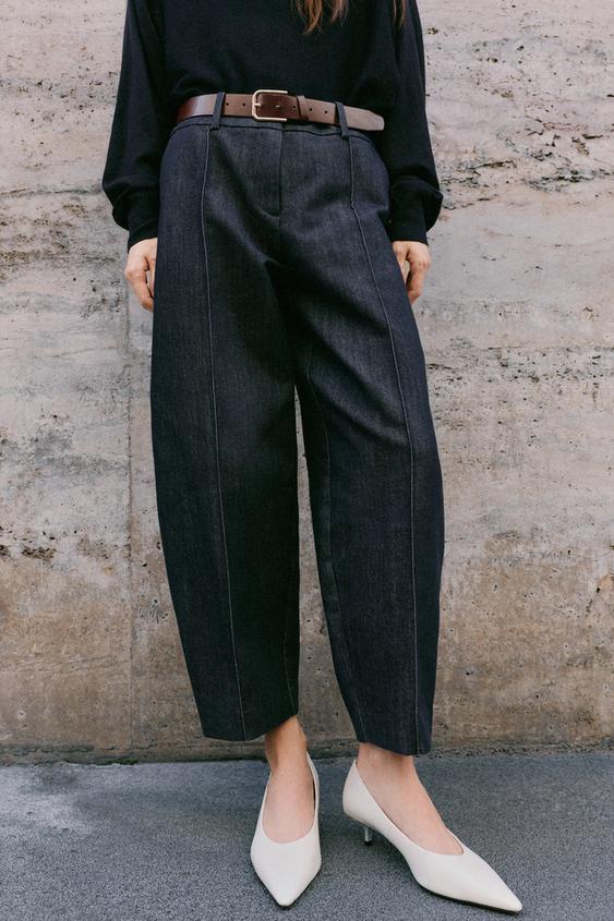 PANTALON BALLON AVEC CEINTURE - Indigo de Zara - Image 1