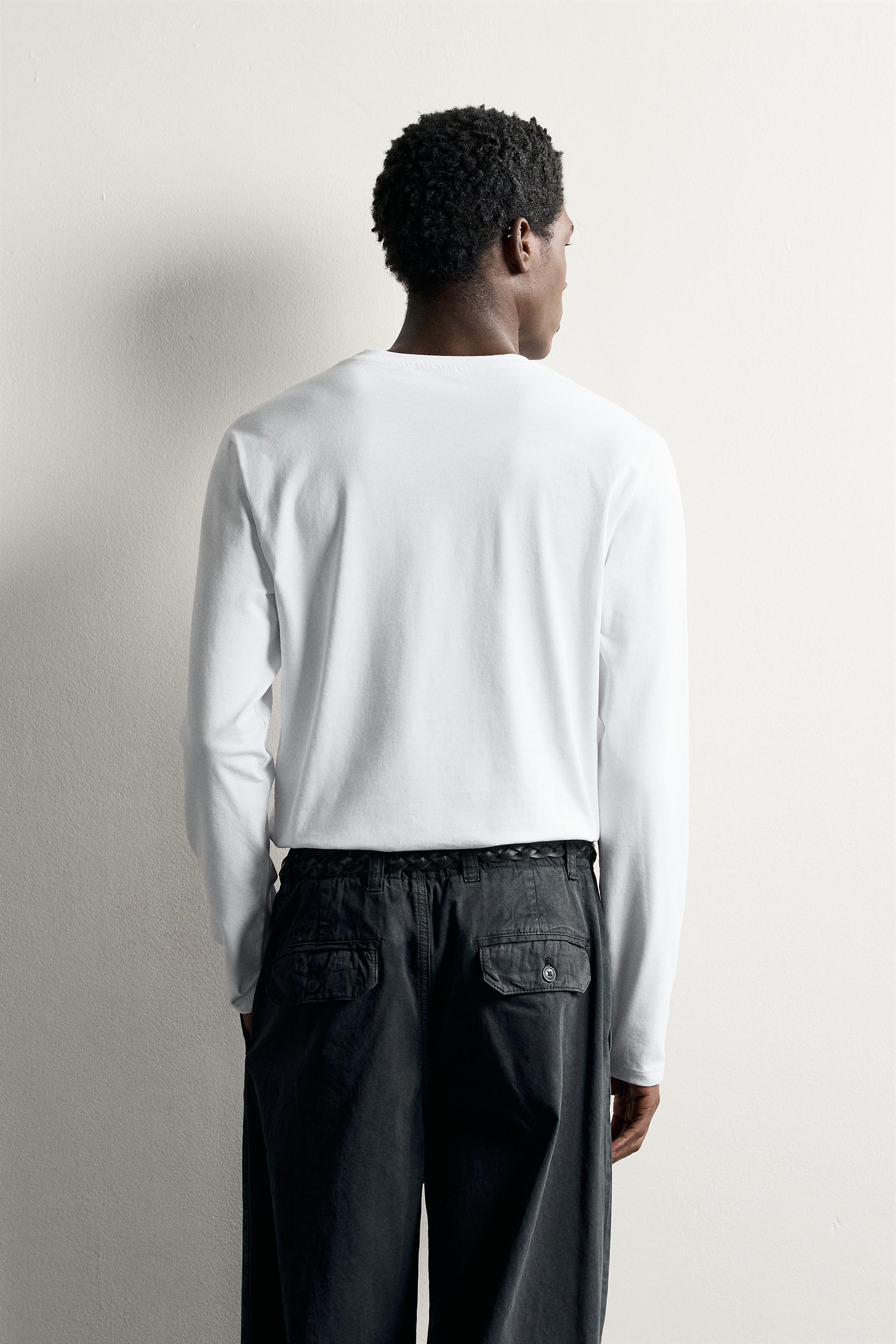 Zara BASIC SLIM FIT UZUN KOLLU T-SHIRT görsel 3