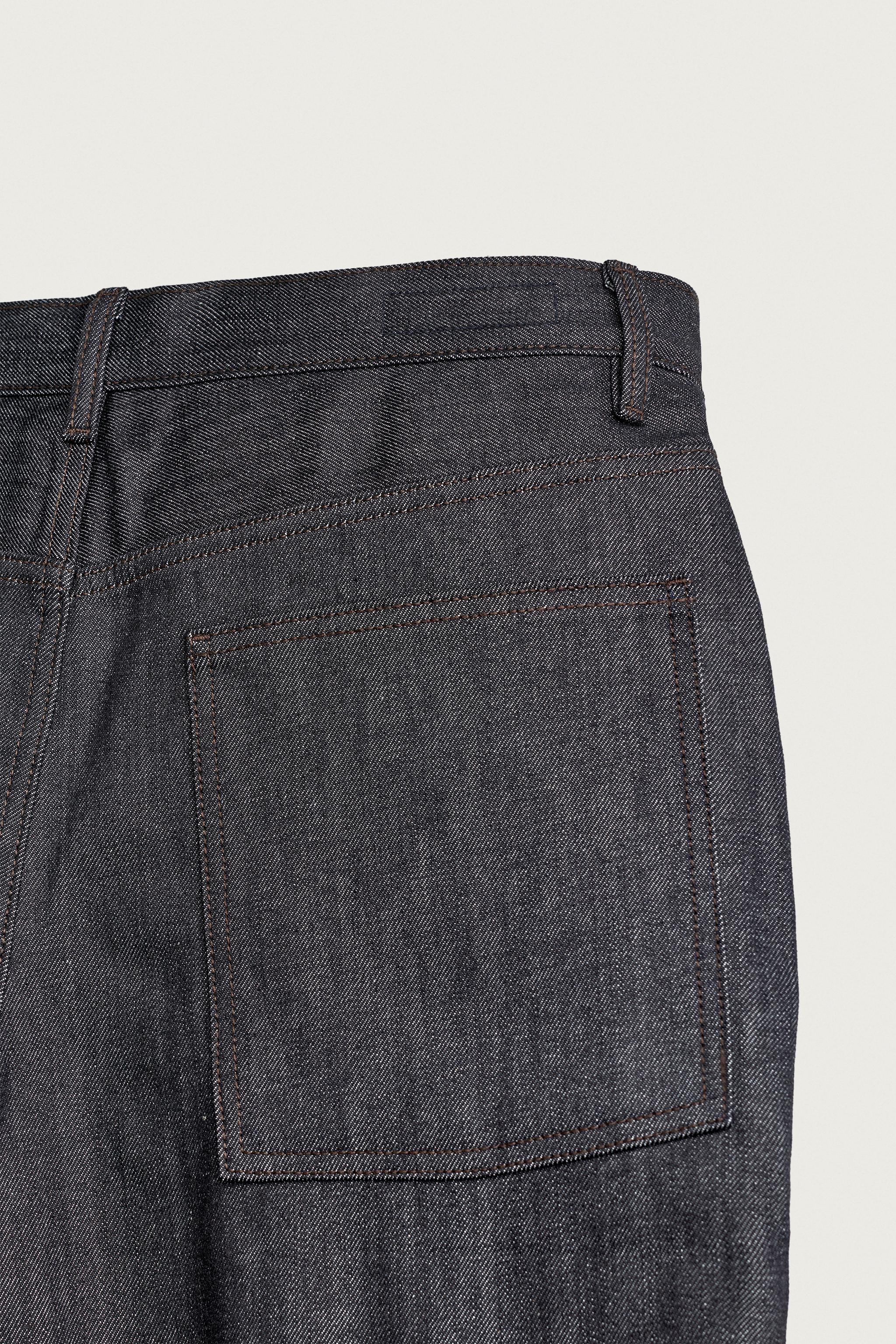 STRIPED TAPERED WIDE FIT JEANS