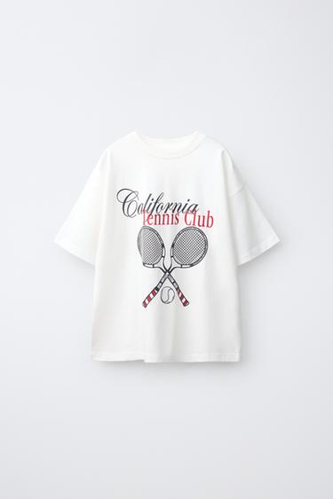 CAMISETA ESTAMPADA TÊNIS - Branco-marfim da Zara - Imagem 0