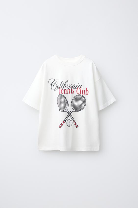 CAMISETA ESTAMPADA TÊNIS - Branco-marfim da Zara - Imagem 0