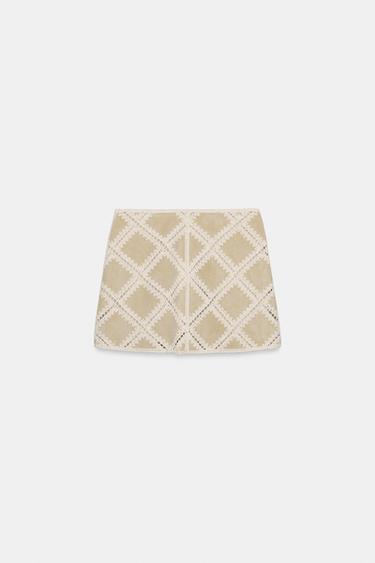 CROCHET PATCHWORK SKIRT - Ecru by Zara - Image 8