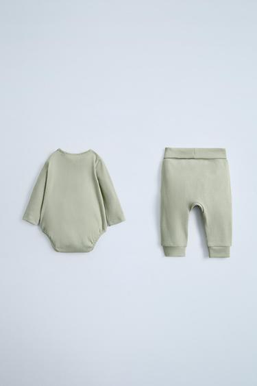 RIBBED BODYSUIT AND LEGGINGS PACK - Light green by Zara - Image 1