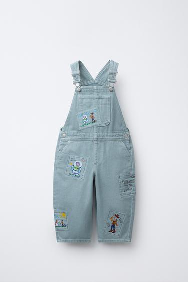 TWILL DUNGAREES WITH TOY STORY © DISNEY PIXAR PATCHES - Light blue by Zara