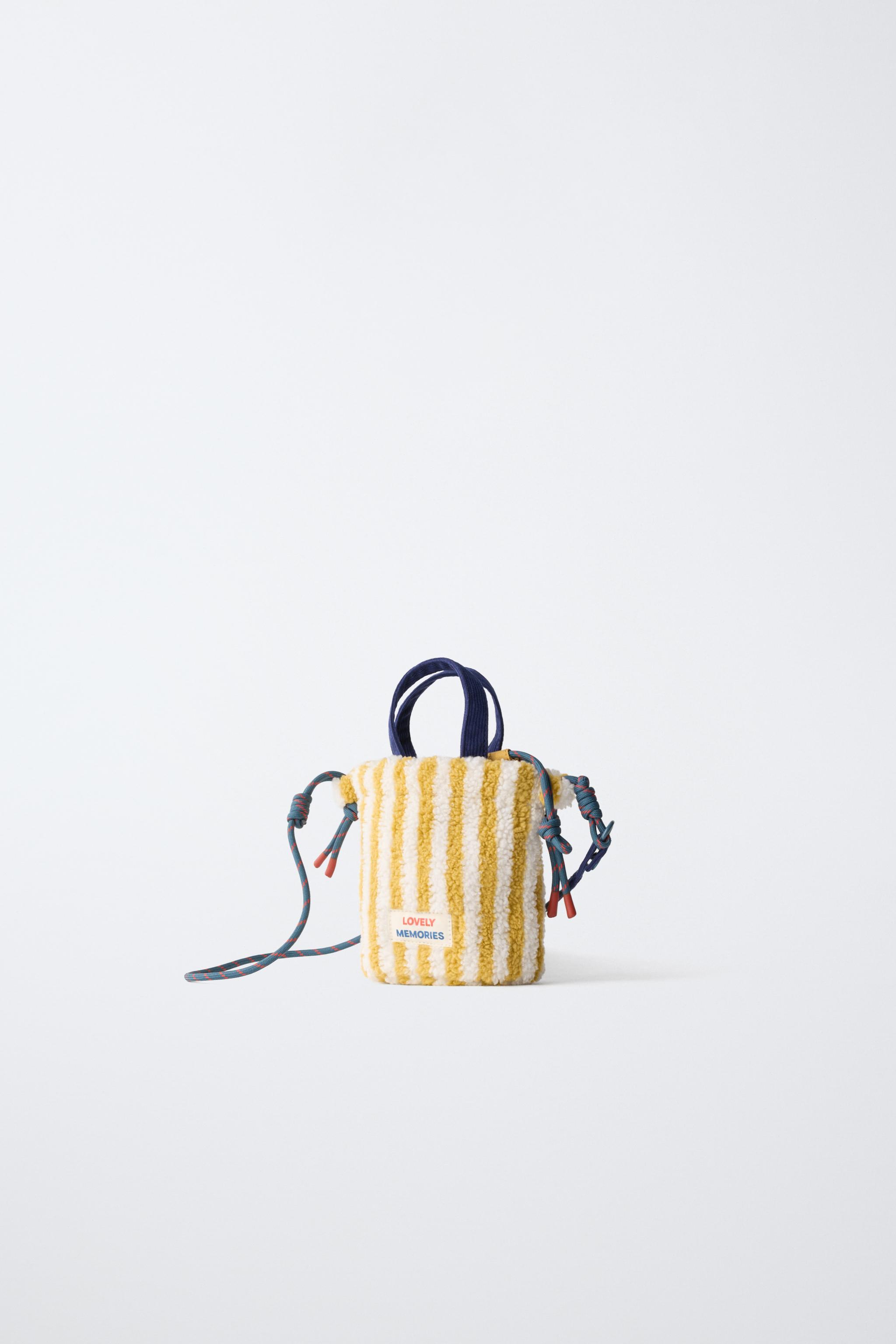 STRIPED SHEARLING CROSSBODY BAG