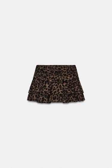FALDA PANTALÓN ESTAMPADO ANIMAL - Khaki de Zara