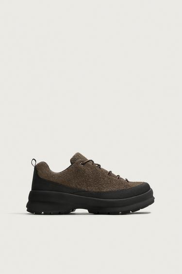 LEATHER TREK TRAINERS - Brown by Zara