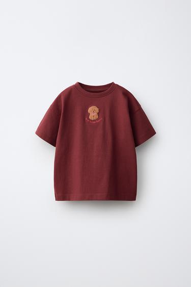 TERRY EMBROIDERED T-SHIRT — Burgundy 1