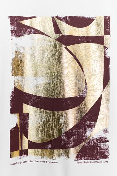 METALLIC SHORT SLEEVE T-SHIRT - Golden by Zara - Image 6