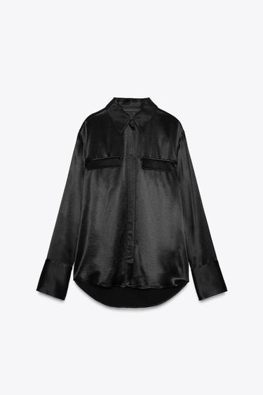 CAMISA ACETINADA ZW COLLECTION - Preto da Zara