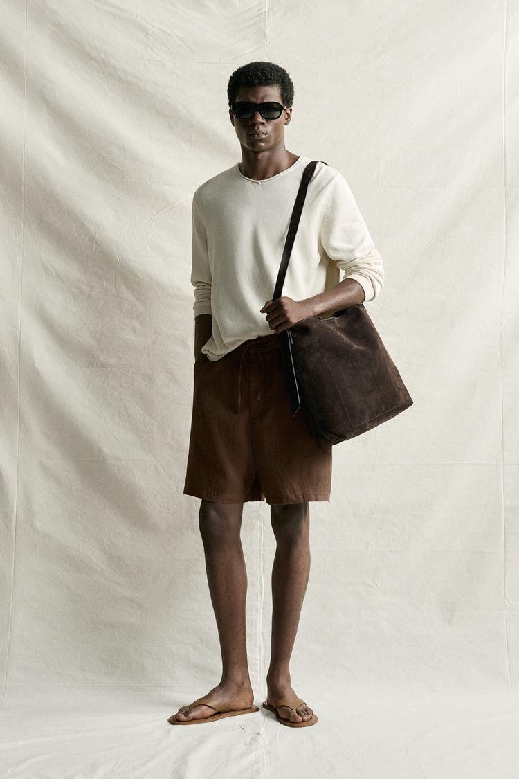 RELAXED FIT 100% LINEN BERMUDA SHORTS