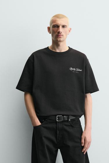 T-SHIRT À INSCRIPTIONS IMPRIMÉES - Noir de Zara