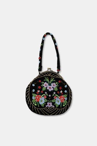 BOLSO MANO TERCIOPELO ABALORIOS - Negro de Zara