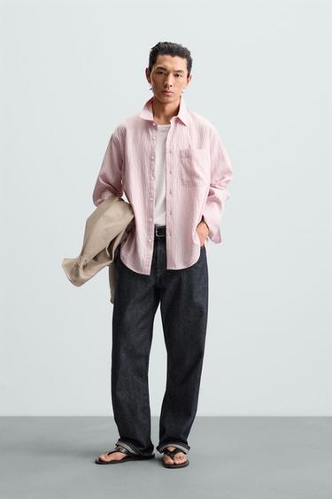 CAMISA FLUIDA RAYAS - Rosa de Zara - Imagen 0