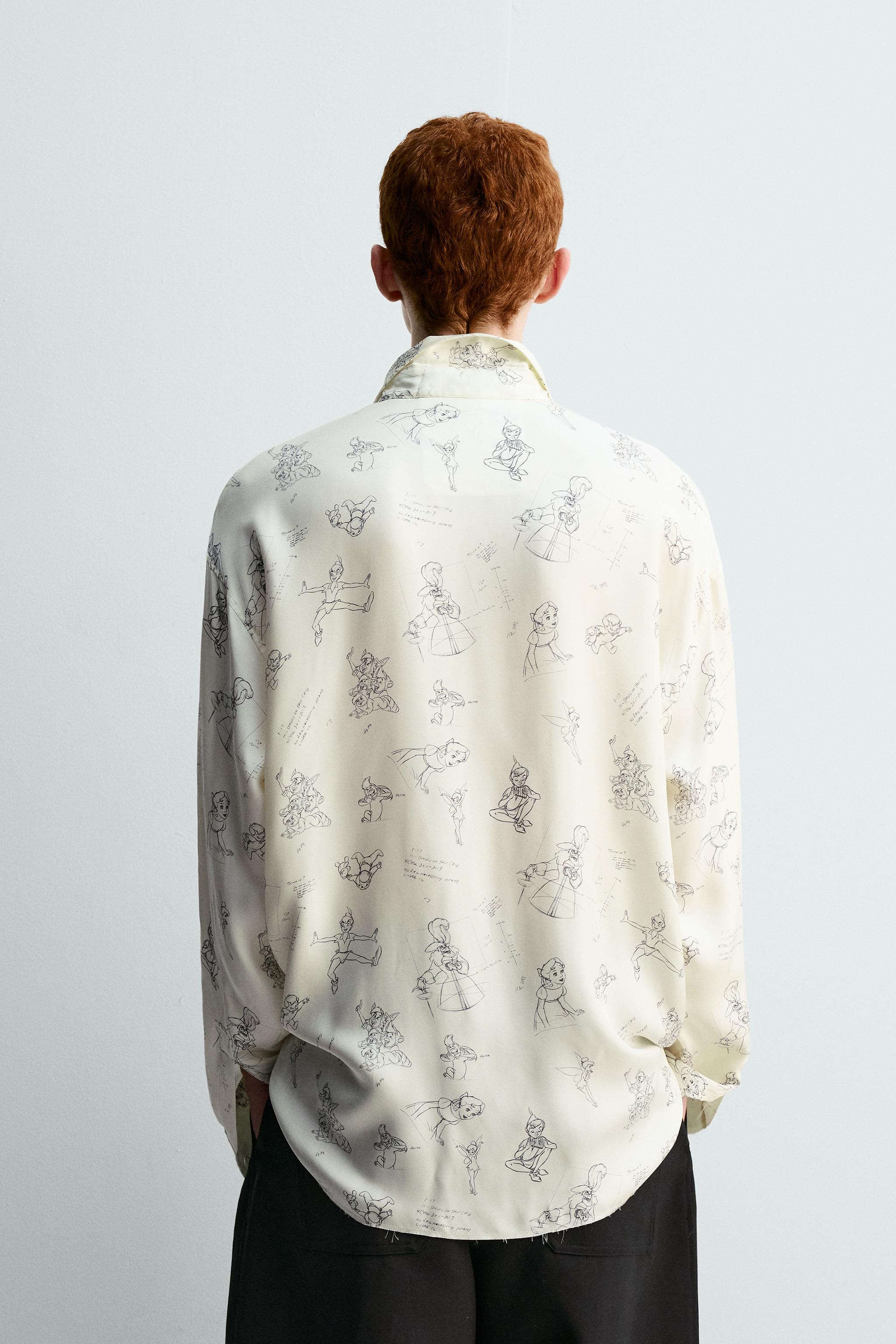 PETER PAN CHARACTERS SILK-VISCOSE SHIRT HARRY LAMBERT FOR ZARA