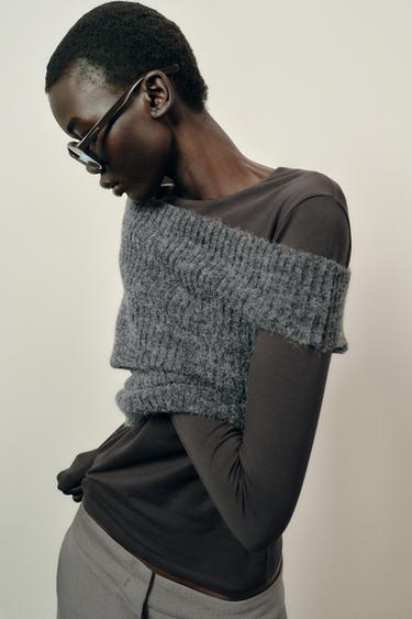 Zara BASIC COTTON T-SHIRT - Charcoal