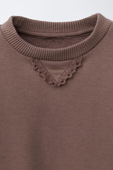 WAFFLE-DETAIL SWEATSHIRT - Chocolate by Zara - Image 2