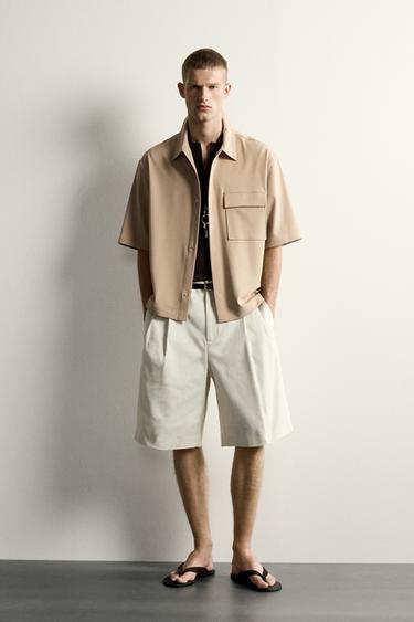RELAXED FIT OVERSHIRT WITH POCKET - Beige by Zara - Image 0