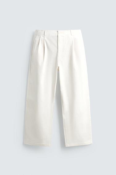PLEATED WIDE-LEG TROUSERS - Ecru by Zara