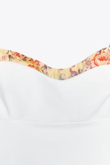 TOP ÉLASTIQUE EN MATIÈRES VARIÉES IMPRIMÉ - Blanc de Zara - Image 7
