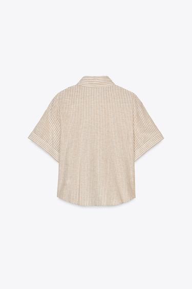 CHEMISE RAYURES FIL MÉTALLISÉ - Écru / Beige de Zara - Image 4
