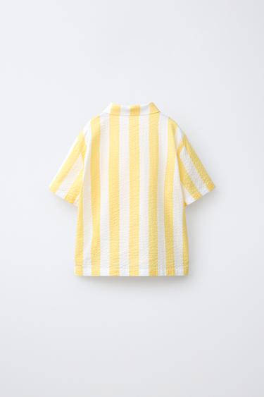 CHEMISE SEERSUCKER À RAYURES - Jaune de Zara - Image 1