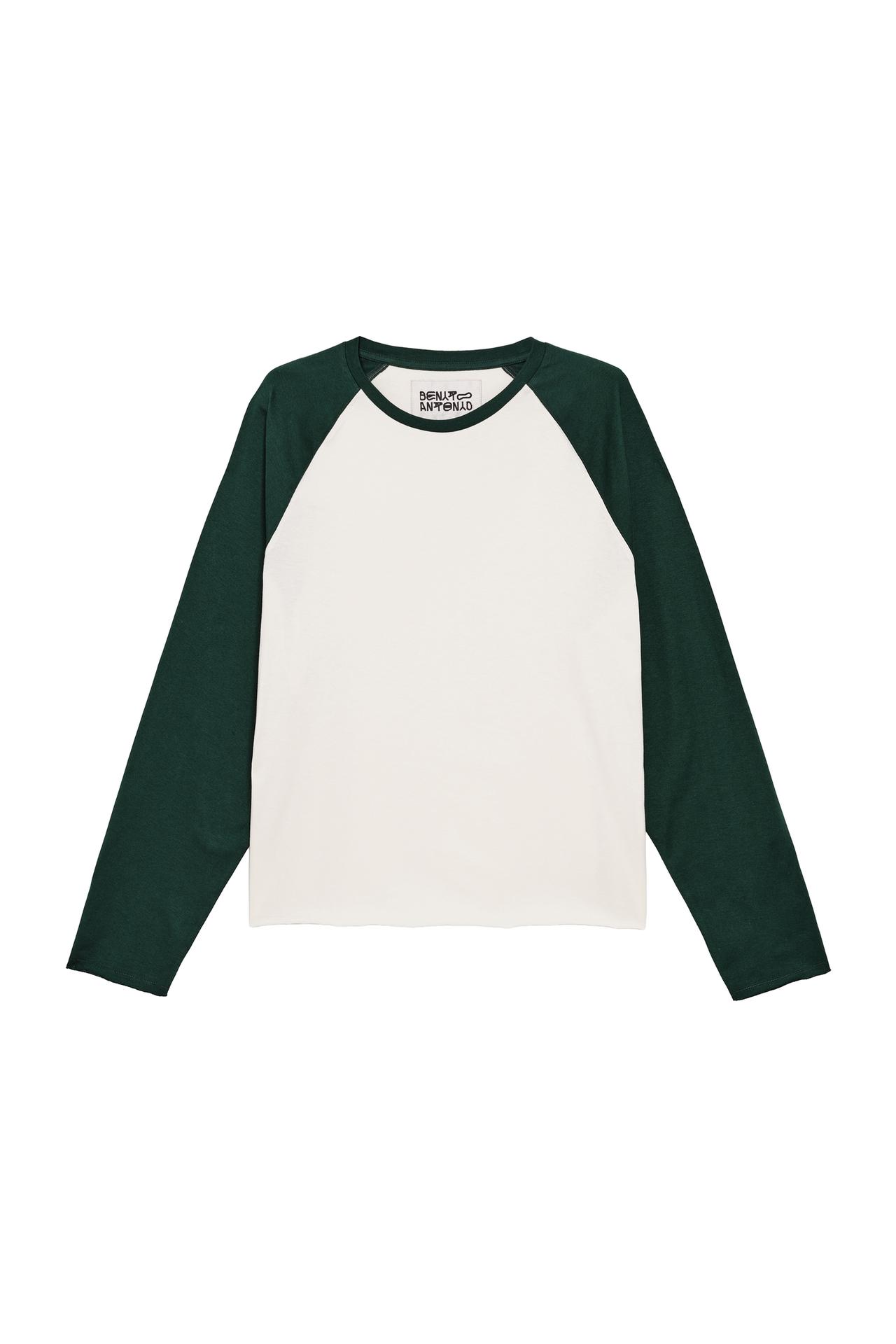 CROPPED COLOR BLOCK T-SHIRT — Greens
