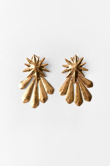 METAL FRINGE SUN EARRINGS - Golden by Zara