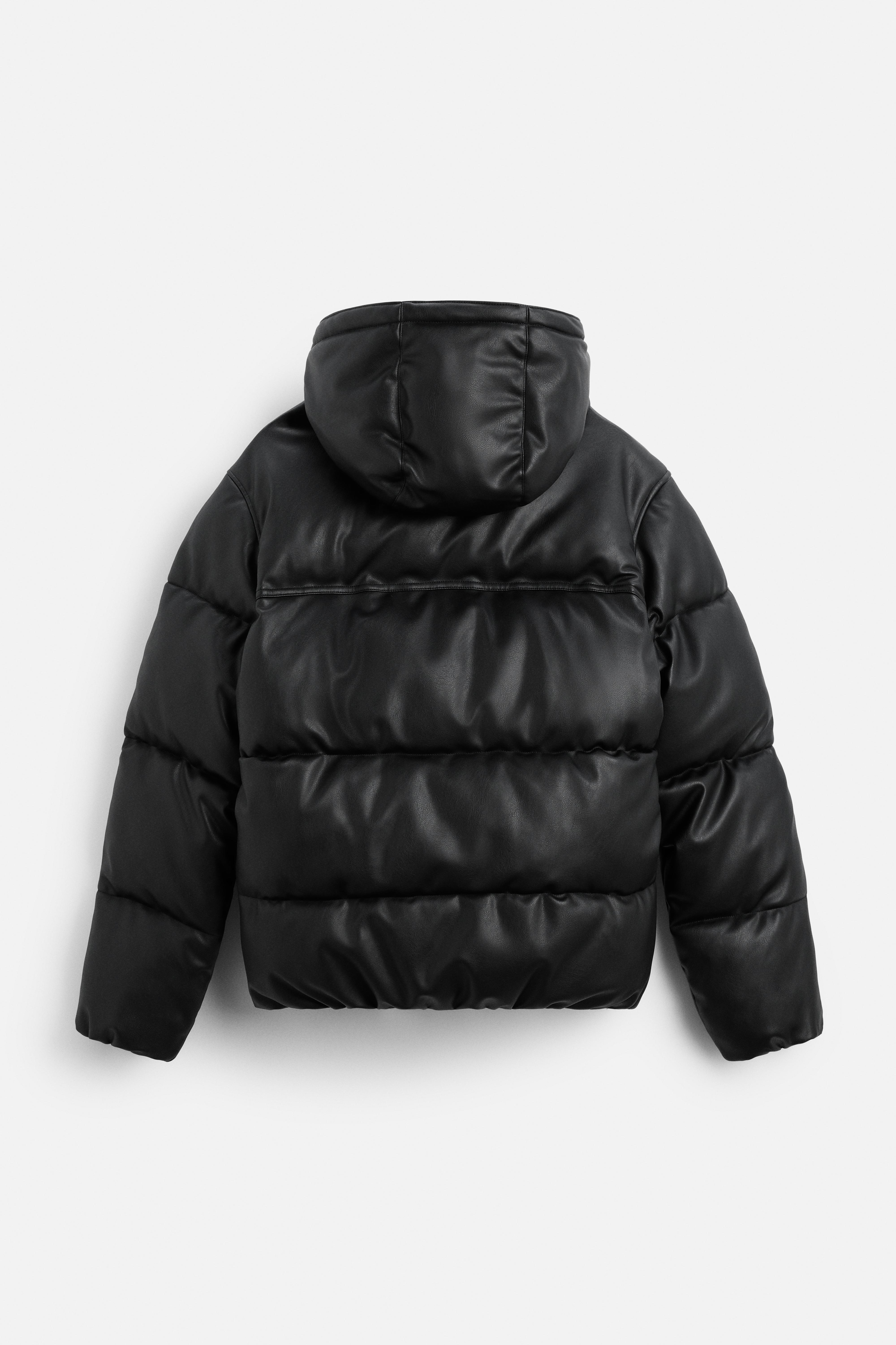 Faux leather puffer jacket zara on sale