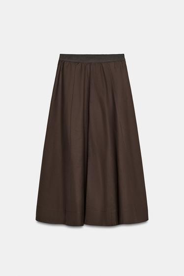 PLEATED MIDI SKIRT - Brown by Zara - Image 0