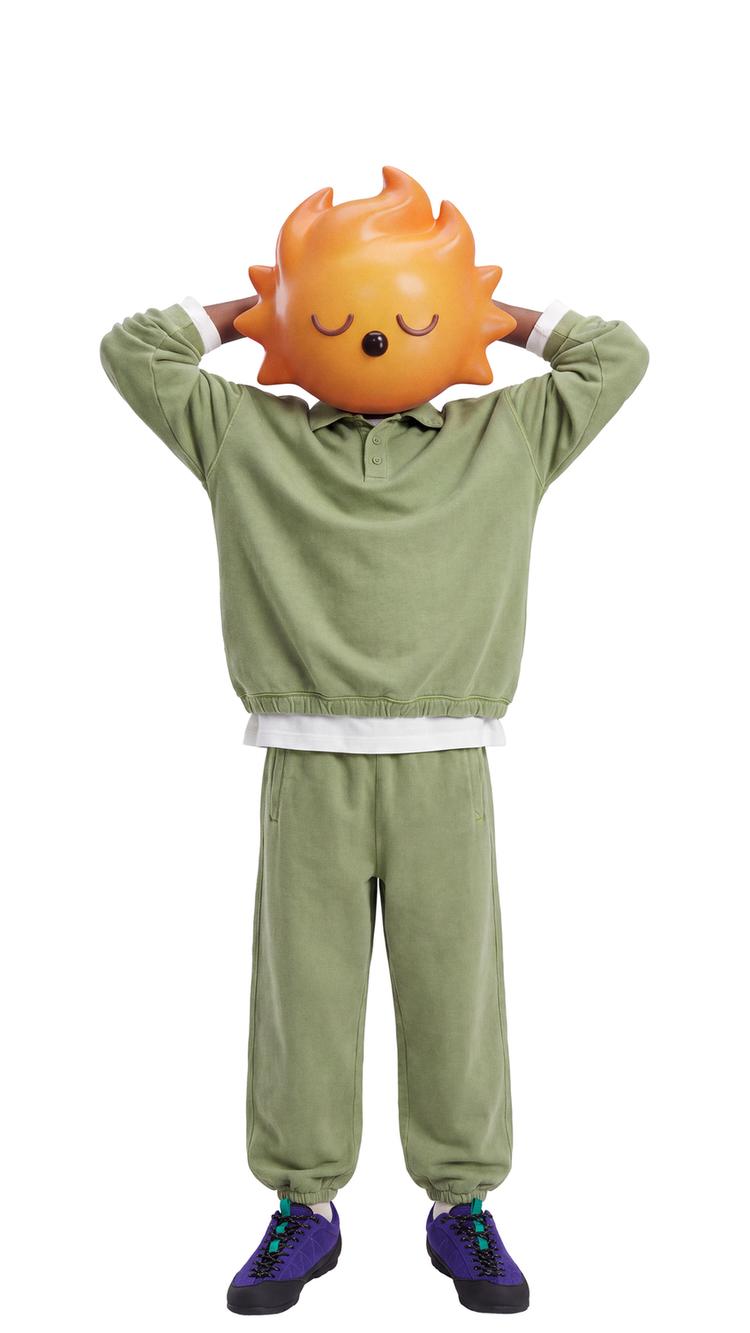 GARMENT-DYED POLO SWEATSHIRT AND JOGGER SET — Green