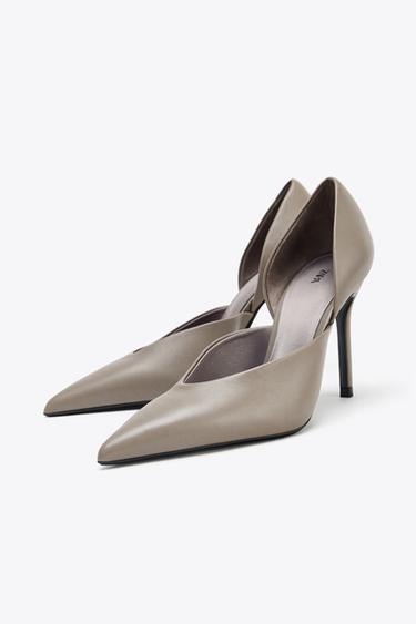 LEATHER HIGH-HEEL SHOES - Taupe Grey by Zara - Image 2