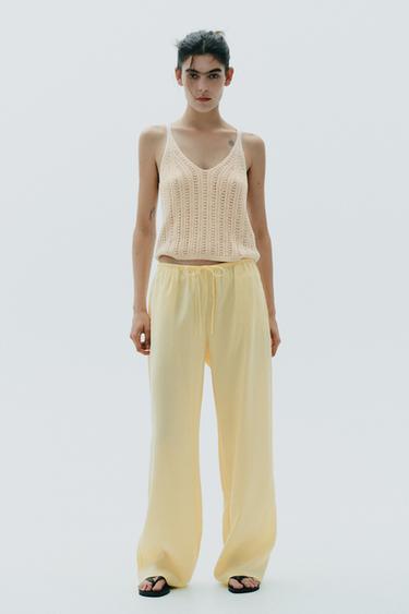 PANTALON FLUIDE - Jaune de Zara
