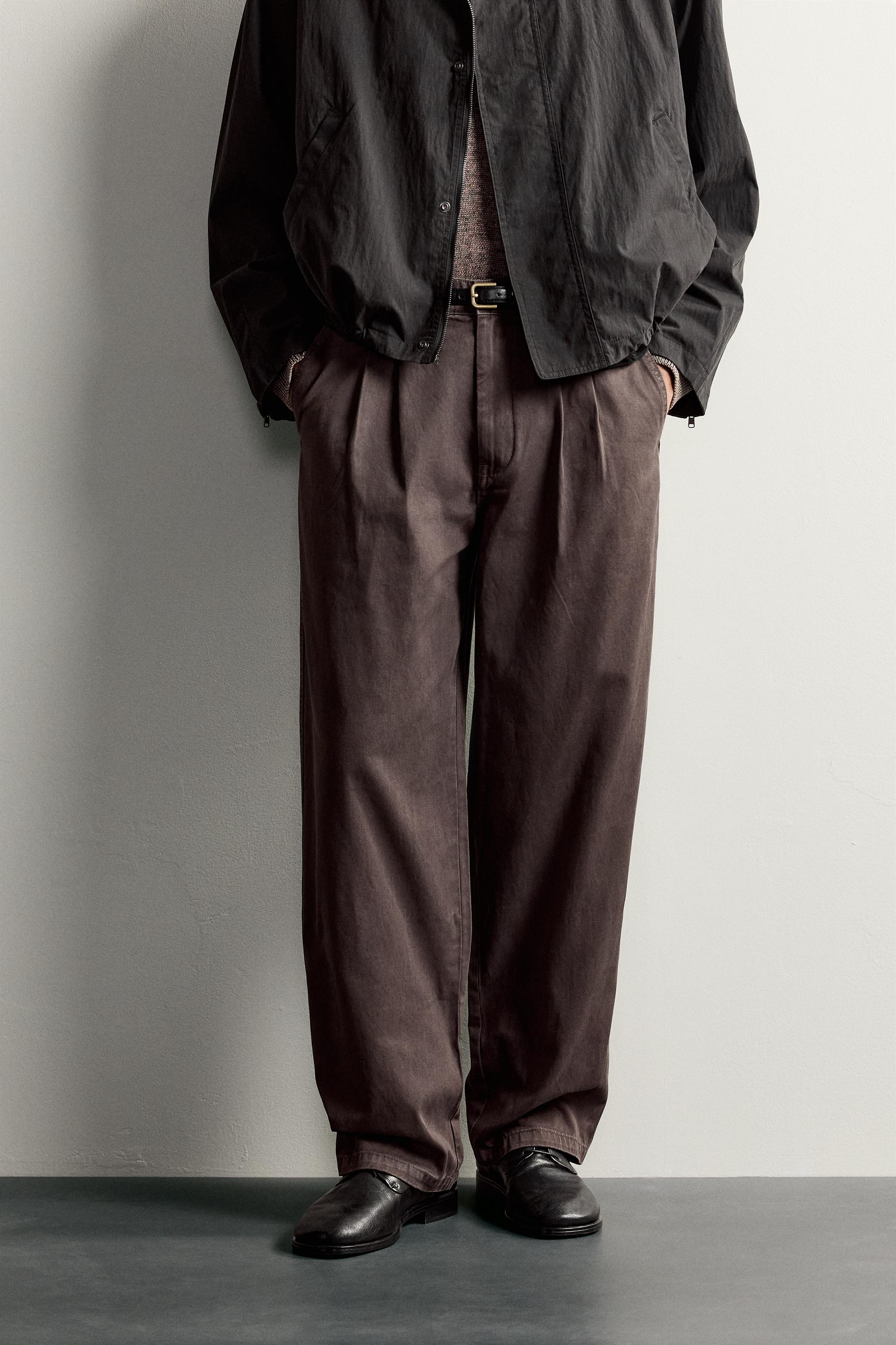 PANTALON DÉCONTRACTÉ DÉLAVÉ À PLIS