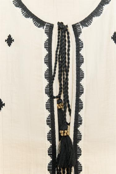 GILET BRODÉ À POMPONS - Écru de Zara - Image 7