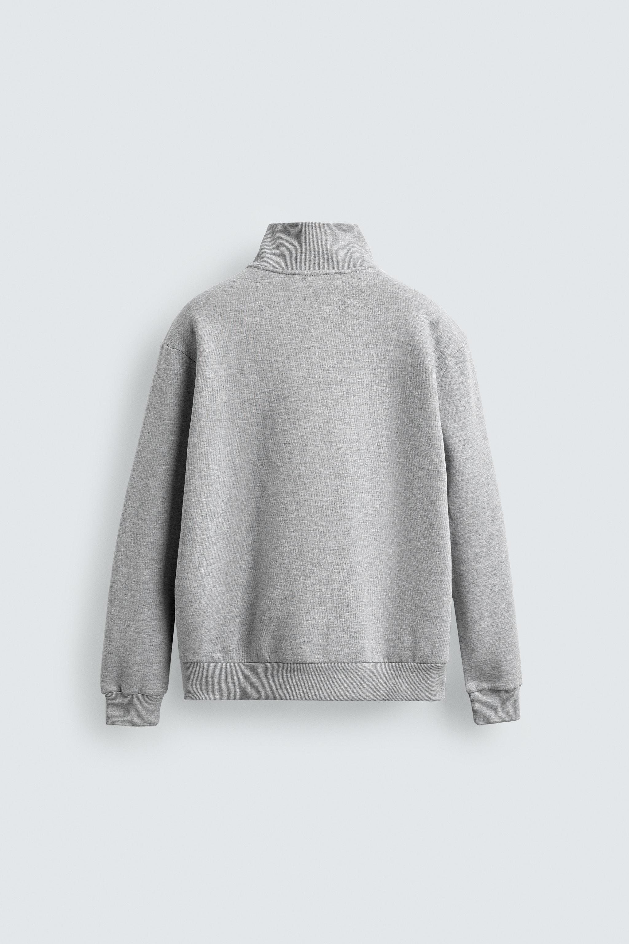 QUARTER-ZIP EMBROIDERED SWEATSHIRT - Grey | ZARA South Africa