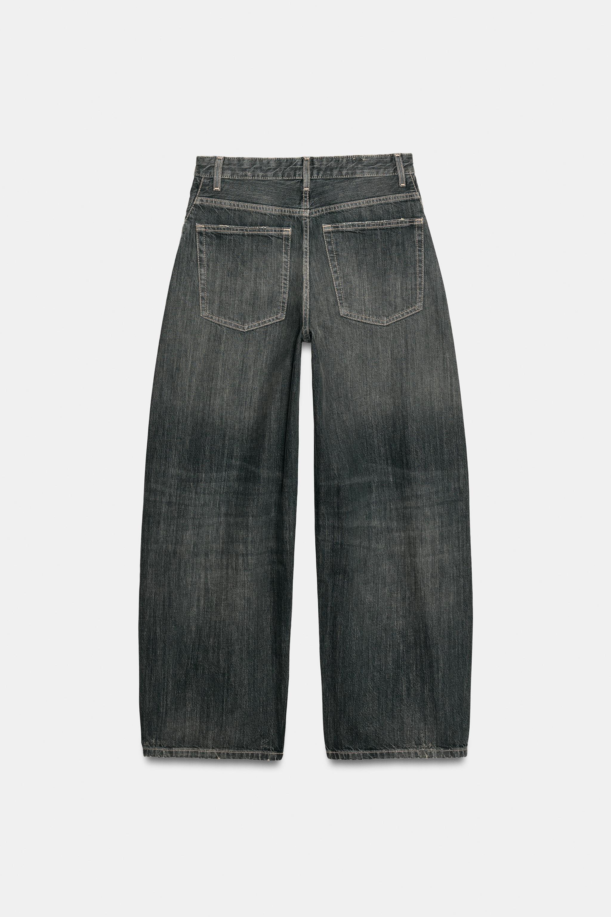 Женские джинсы Zara TRF MID-RISE BAGGY OVERSIZE STITCHED JEANS — фото 9