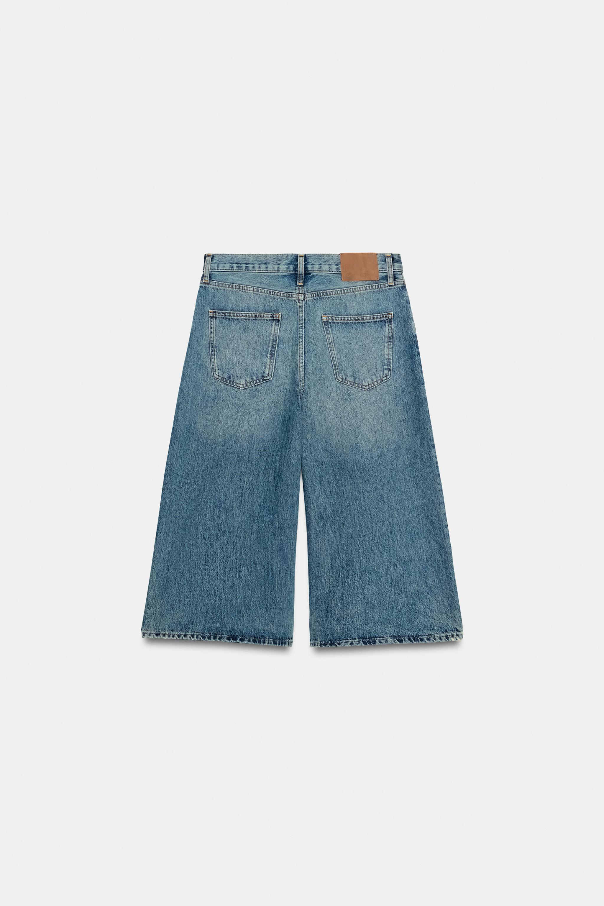 Zara ZW COLLECTION ORTA BEL DENIM BERMUDA görsel 6