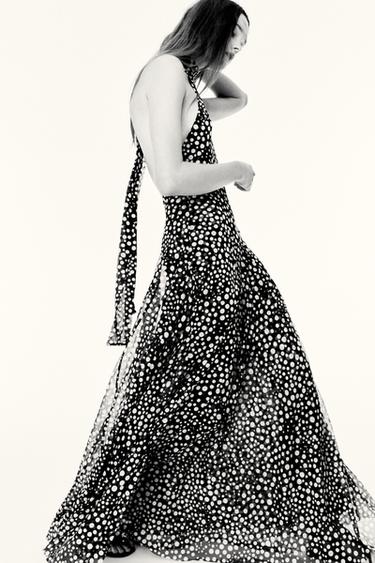POLKA DOT HALTER DRESS - Black / White by Zara