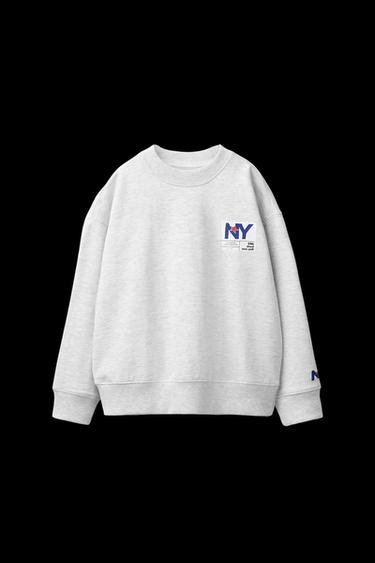 PRINTED SWEATSHIRT - Ecru / Marl by Zara - Image 0