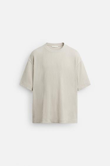 IRREGULAR TEXTURE T-SHIRT - Light grey by Zara