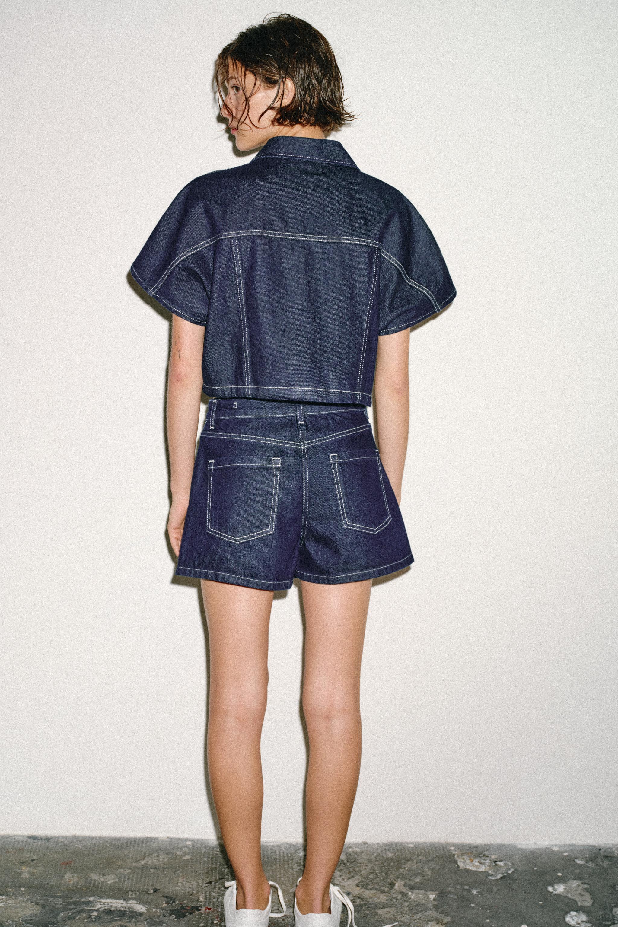 Z1975 SHORT DENIM SHIRT - Blue | ZARA Georgia