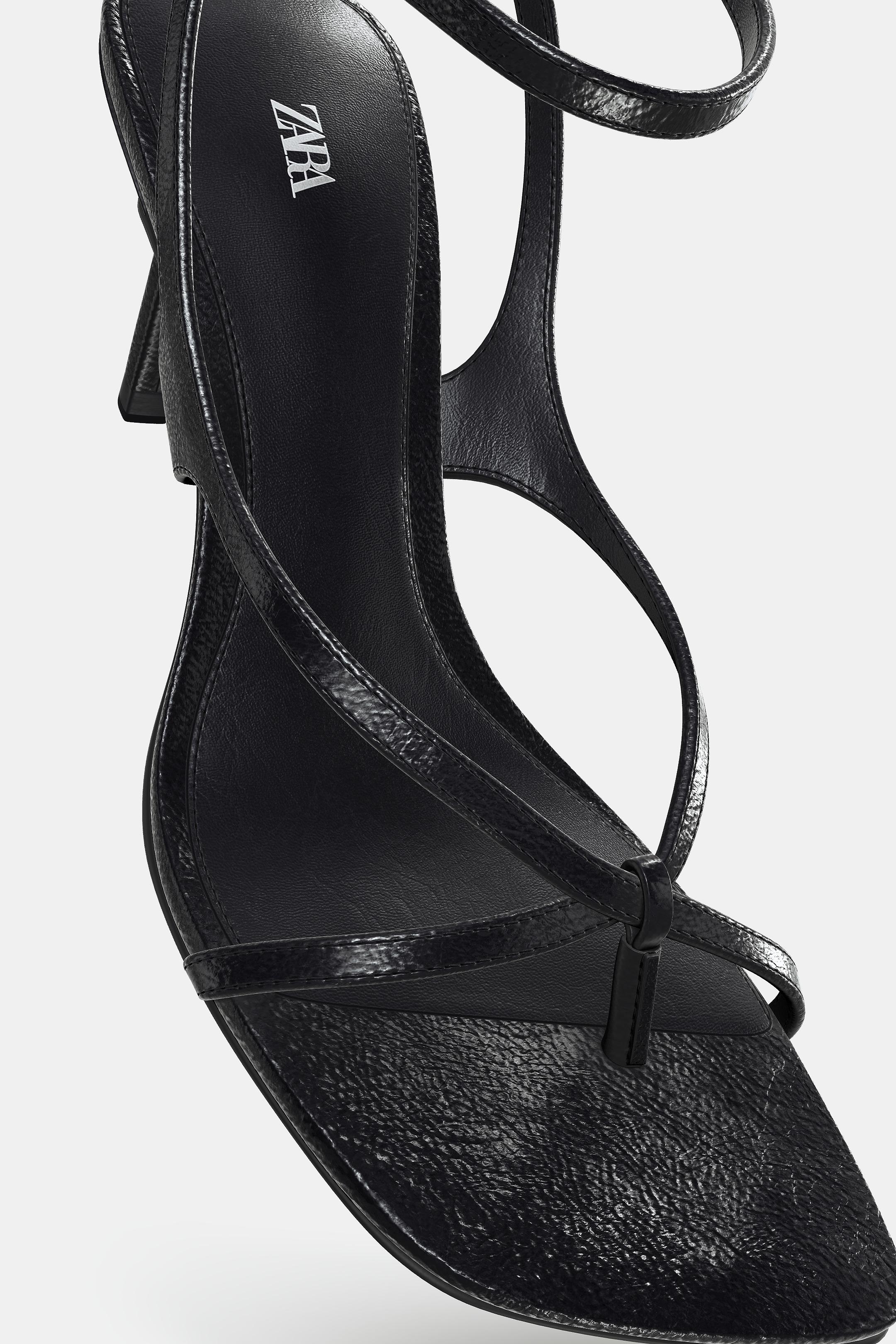 LEATHER HIGH-HEEL SANDALS - Black by Zara