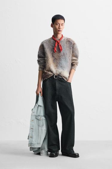 BRUSHED TEXTURED JACQUARD SWEATER - Taupe grey by Zara