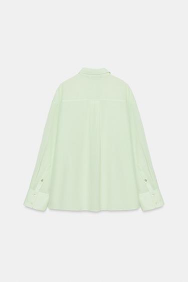 CHEMISE GAZE OVERSIZE À POCHE - Blanc / Vert de Zara - Image 5