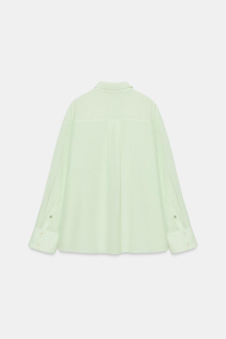 Camisa de gasa de corte extragrande con bolsillo 6