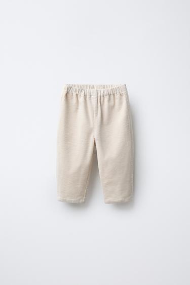 PANTALON BAGGY EN VELOURS CÔTELÉ - Écru de Zara - Image 0