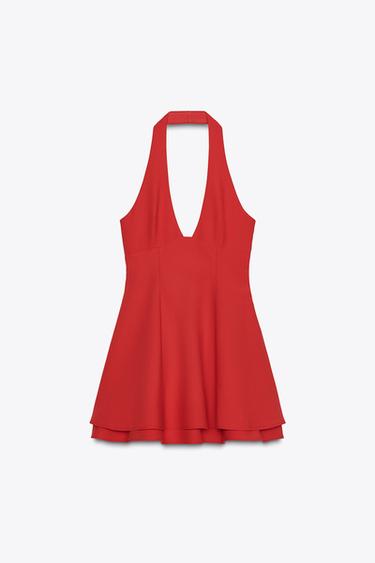 HALTER TWO-LAYER DRESS - Red by Zara