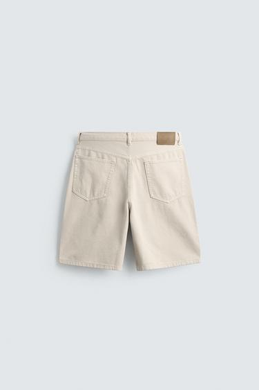 BERMUDA EN JEAN COUPE DROITE - Blanc cassé de Zara - Image 7